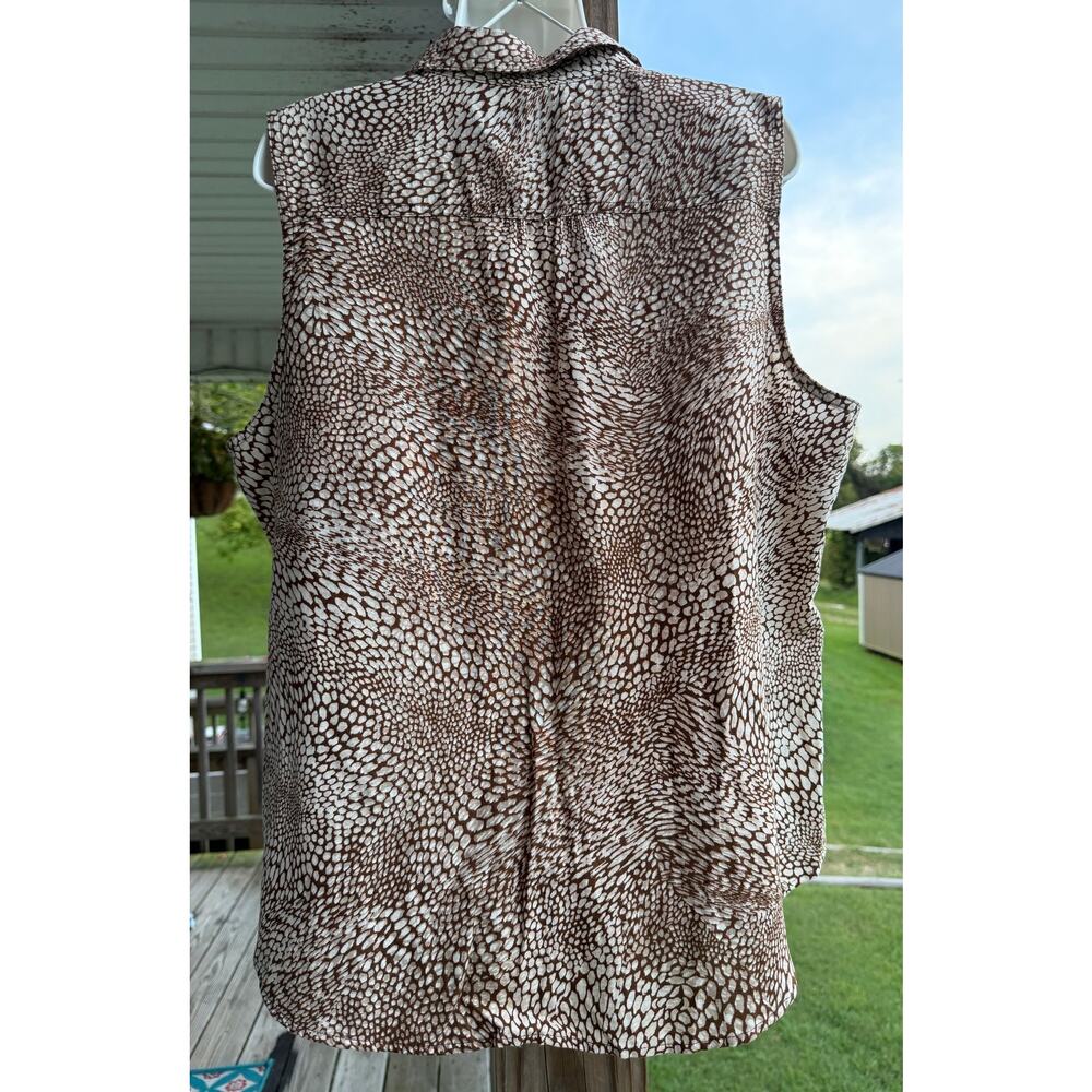 Liz Claiborne Linen/Cotton Sleeveless Shirt XL Earthy Safari - Picture 6 of 11
